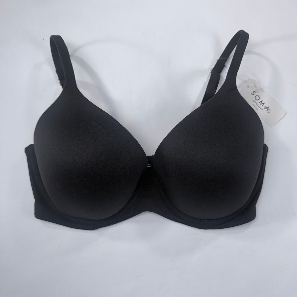 NEW Soma Embraceable Perfect Coverage Bra 32DD Black Underwire Padded Comfort